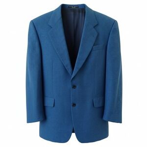 BOSS Hugo Boss Apollon Blue Linen Wool 2 Button Blazer Sport Coat Mens 46L USA